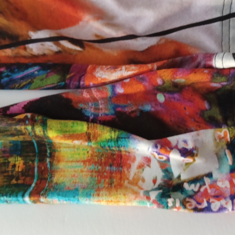 Apriori multi neon colored long sleeve artdeco design size 14 top - Picture 6 of 16